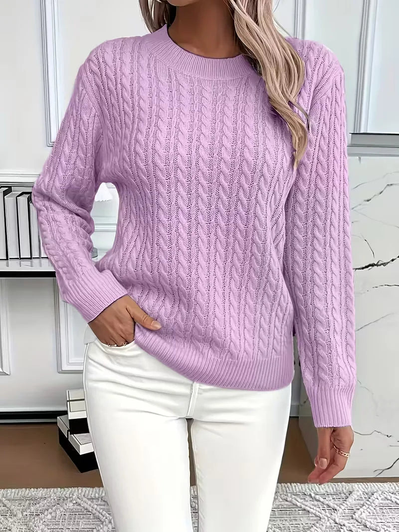Women's Cable Knit Crew Neck Jumper