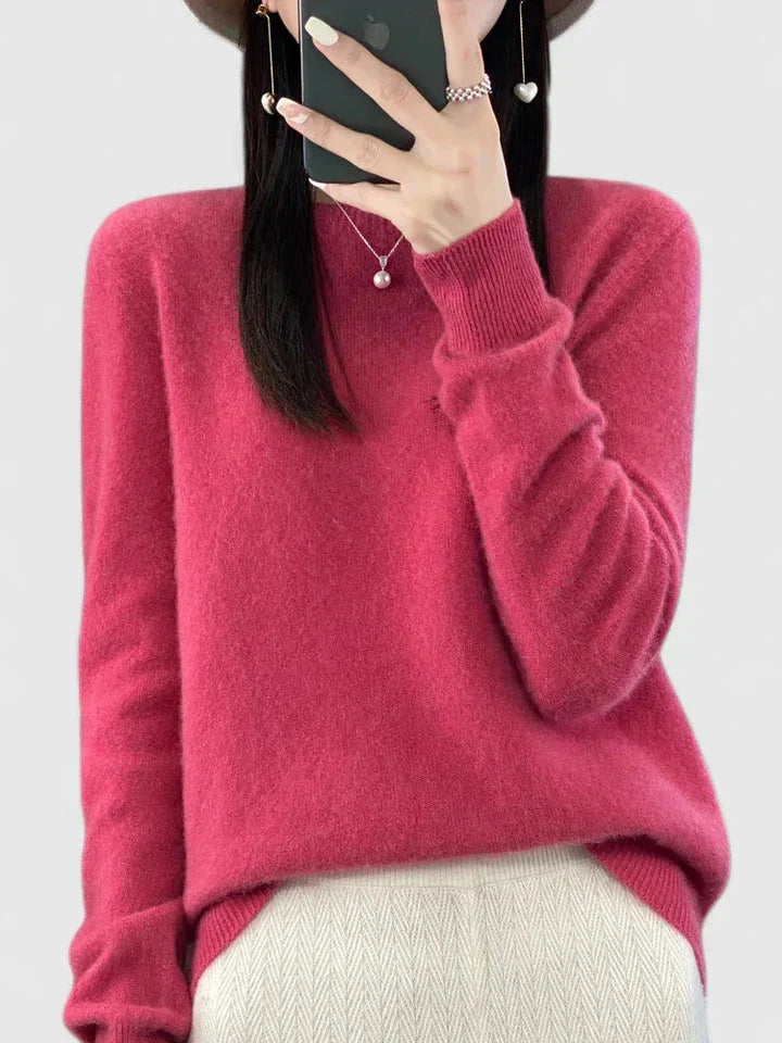 Women's Knit Crew Neck Jumper – Fuzzy Texture