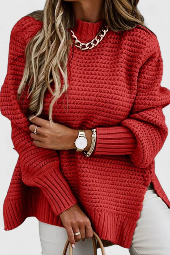 Women's Knit Crew Neck Jumper – Side Slits