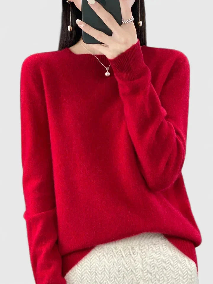 Women's Knit Crew Neck Jumper – Fuzzy Texture