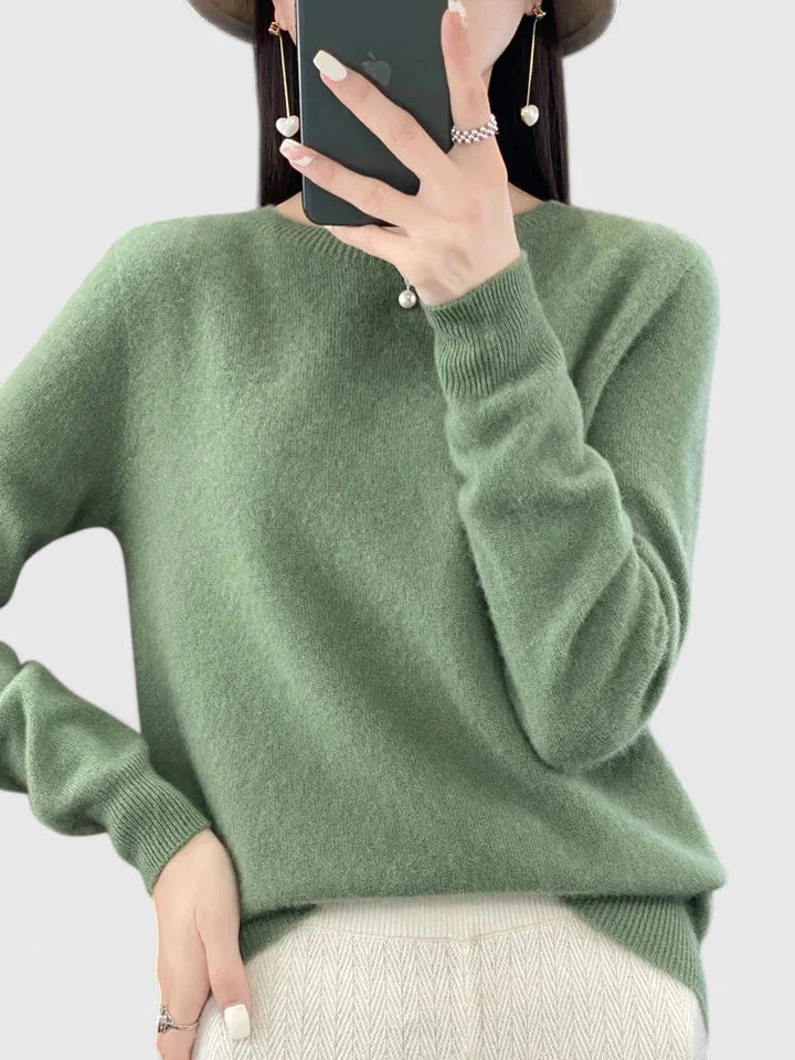 Women's Knit Crew Neck Jumper – Fuzzy Texture