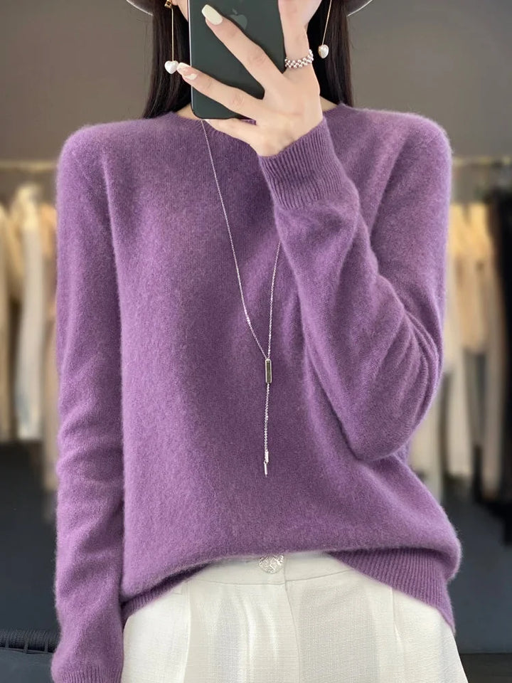 Women's Knit Crew Neck Jumper – Fuzzy Texture