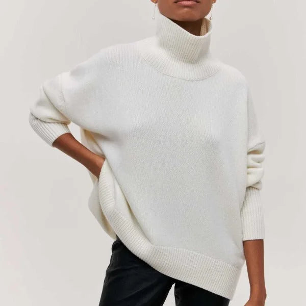 Women's Knit Roll Neck Jumper – Ribbed Cuffs