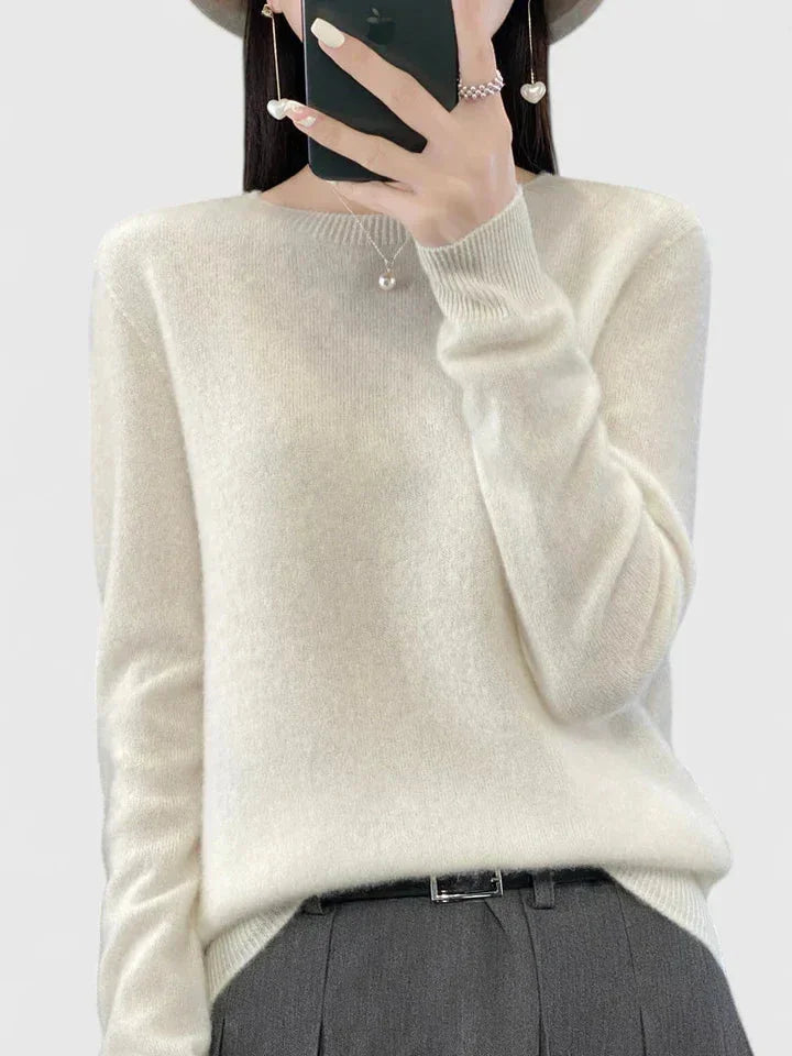 Women's Knit Crew Neck Jumper – Fuzzy Texture