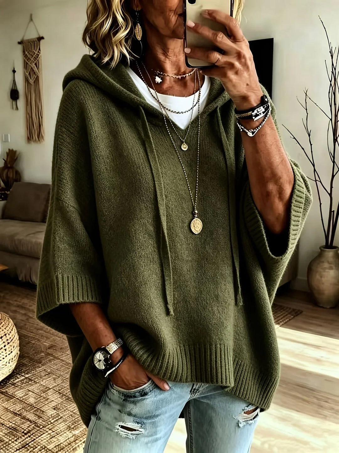 Women's Oversized Jumper, Drawstring Hood