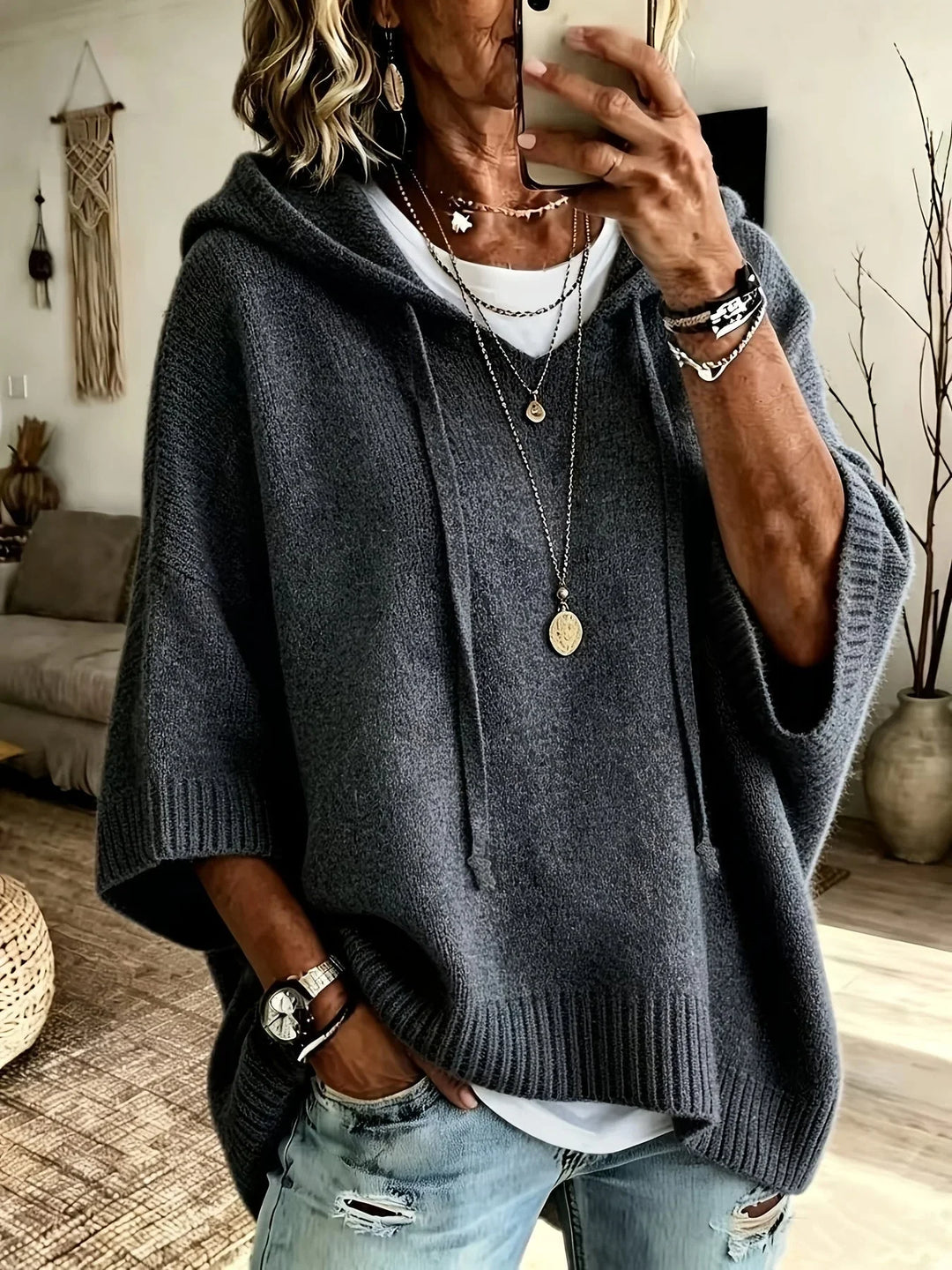 Women's Oversized Jumper, Drawstring Hood