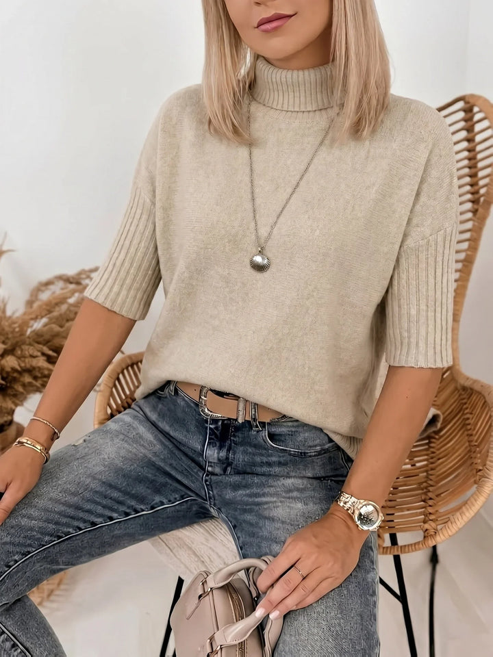 Women's Knitted Turtleneck Oversized Ribbed Jumper