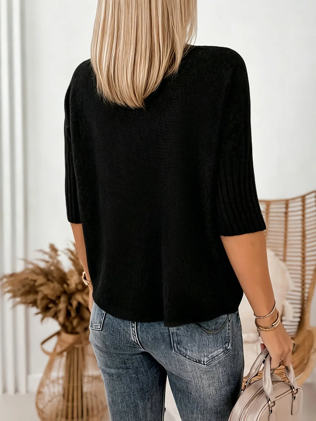 Women's Knitted Turtleneck Oversized Ribbed Jumper