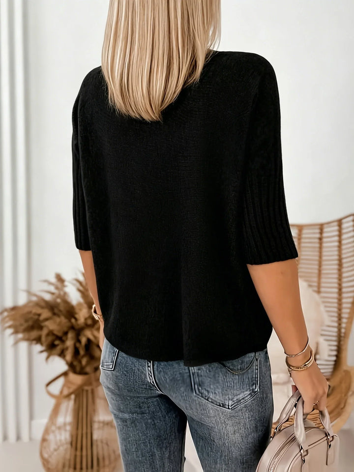 Women's Knitted Turtleneck Oversized Ribbed Jumper