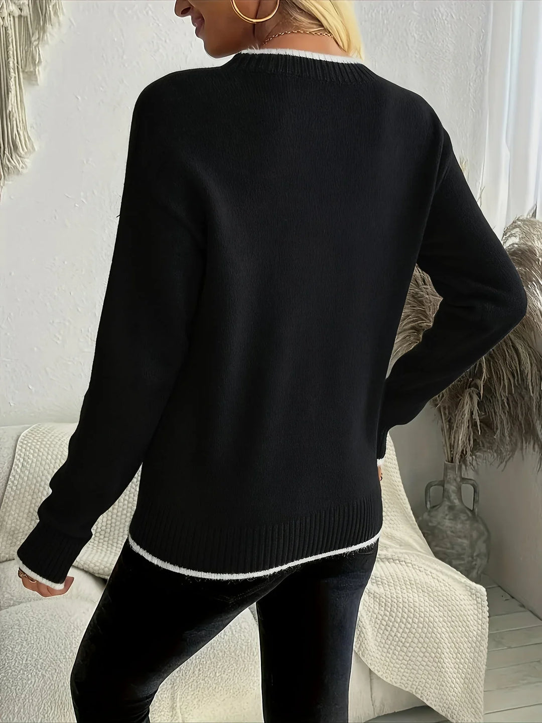 Women's Knitted Snowflake Oversized Crew Neck Jumper