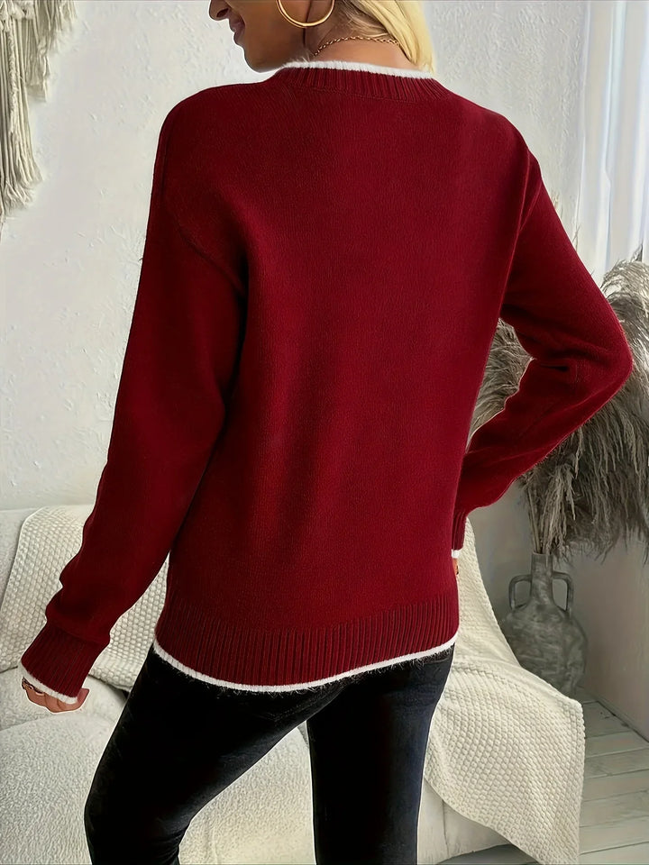 Women's Knitted Snowflake Oversized Crew Neck Jumper