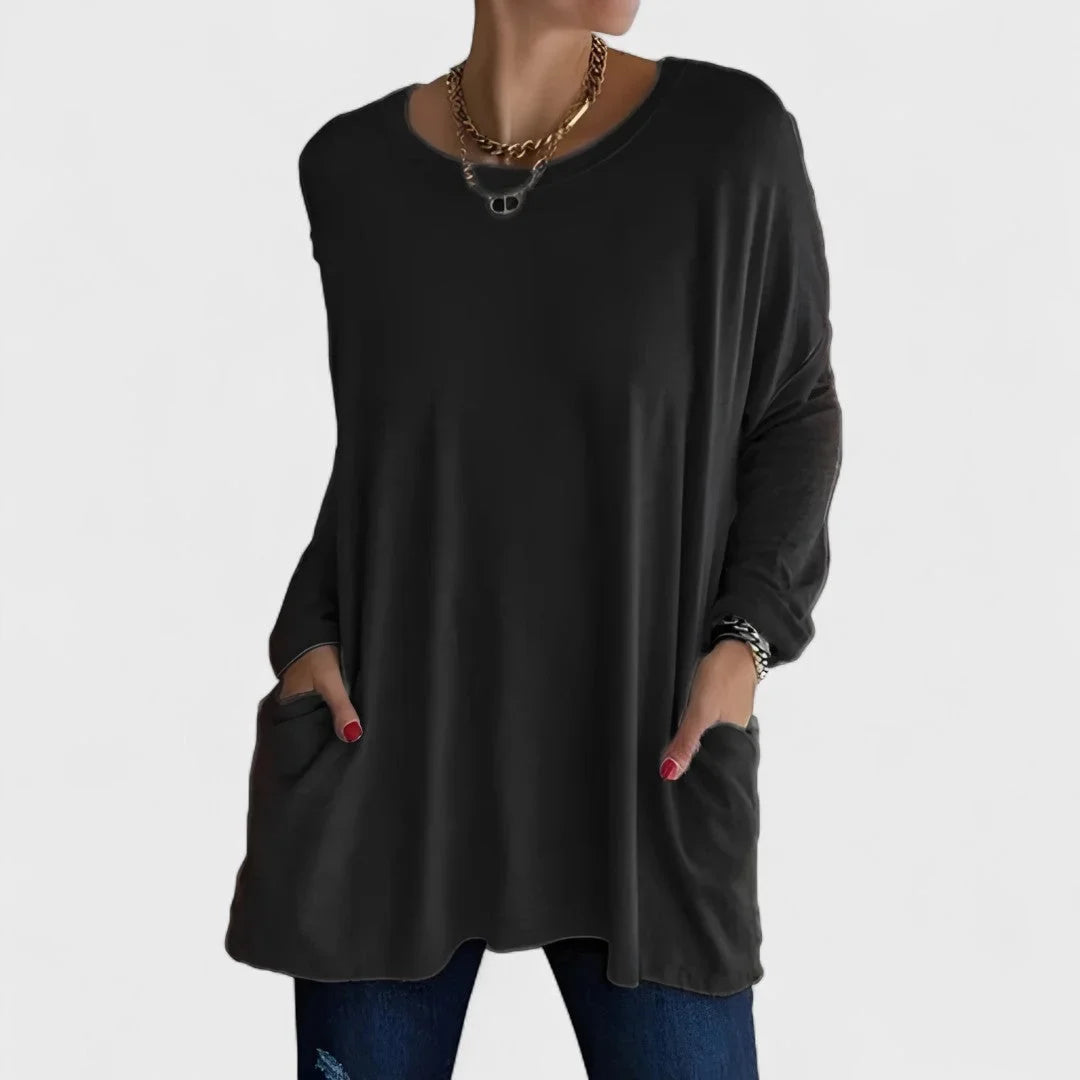 Women's Cotton Crew Neck Sweatshirt – Front Patch Pockets