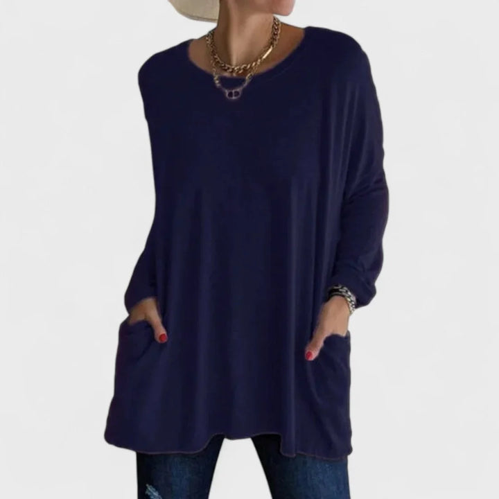 Women's Cotton Crew Neck Sweatshirt – Front Patch Pockets