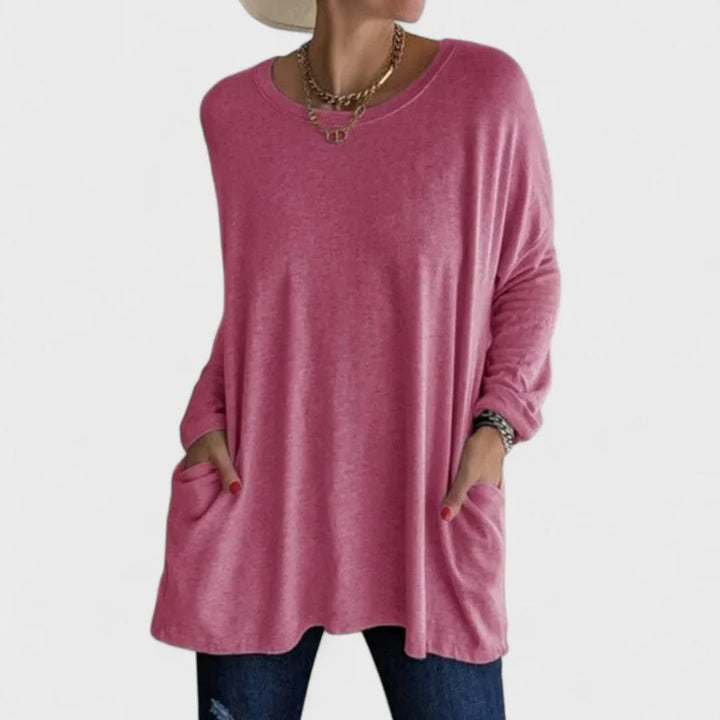 Women's Cotton Crew Neck Sweatshirt – Front Patch Pockets