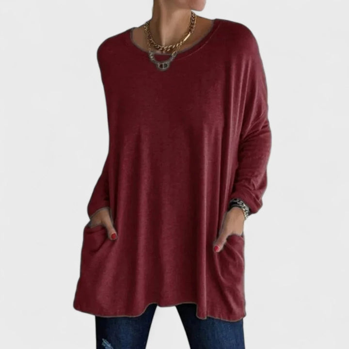 Women's Cotton Crew Neck Sweatshirt – Front Patch Pockets