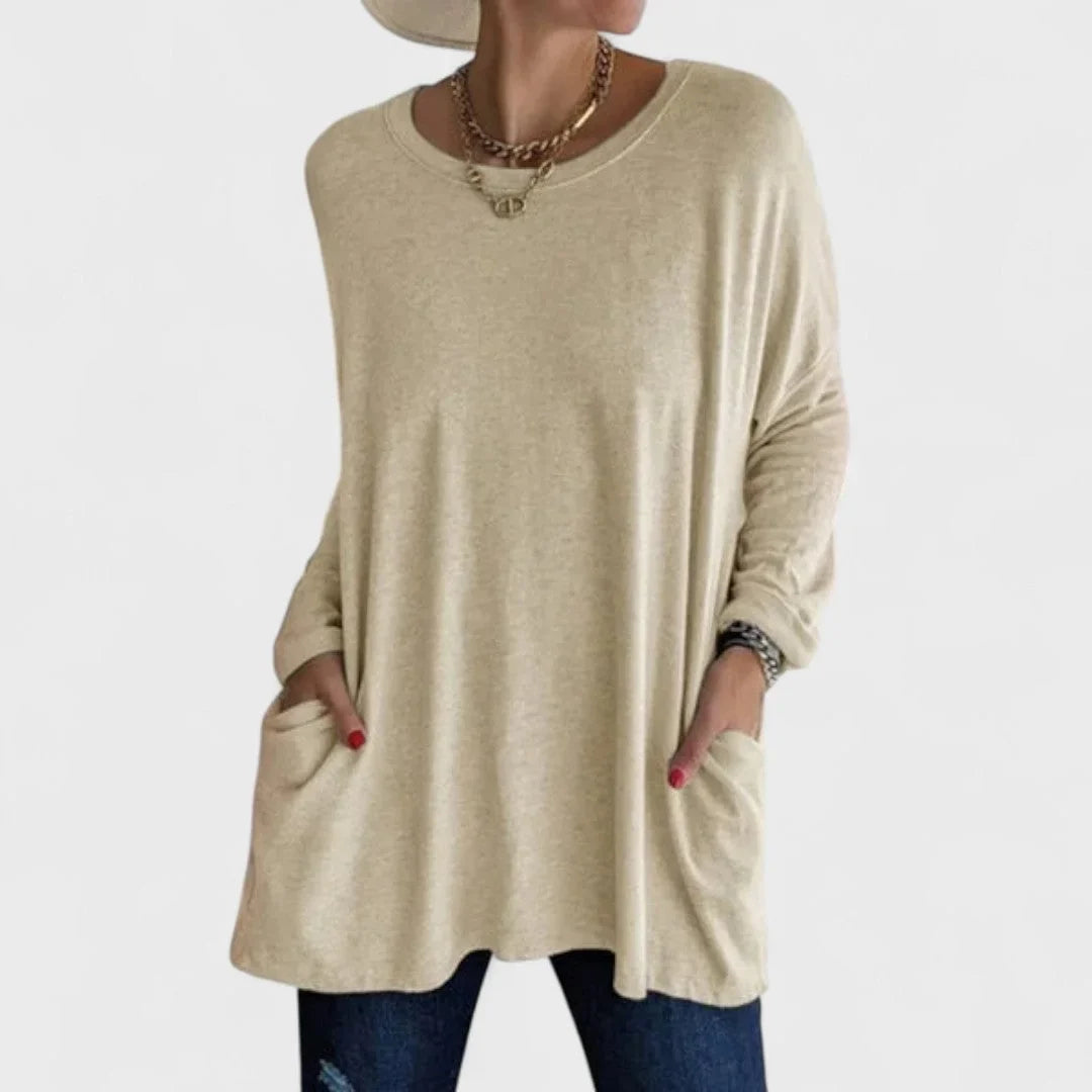 Women's Cotton Crew Neck Sweatshirt – Front Patch Pockets
