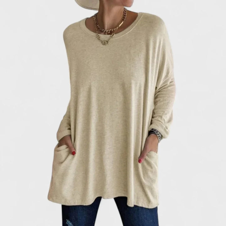 Women's Cotton Crew Neck Sweatshirt – Front Patch Pockets