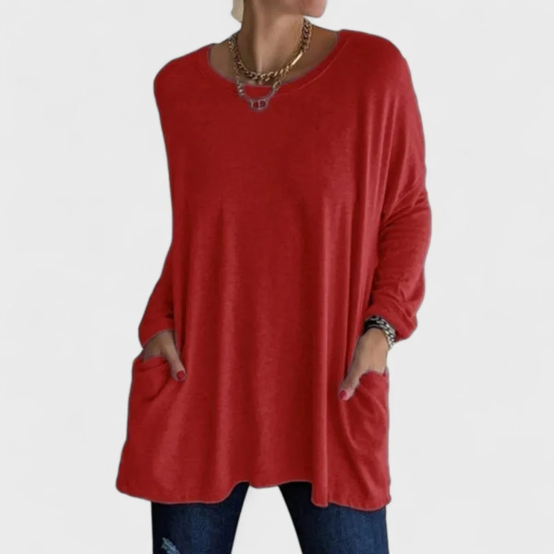 Women's Cotton Crew Neck Sweatshirt – Front Patch Pockets