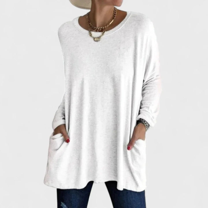 Women's Cotton Crew Neck Sweatshirt – Front Patch Pockets