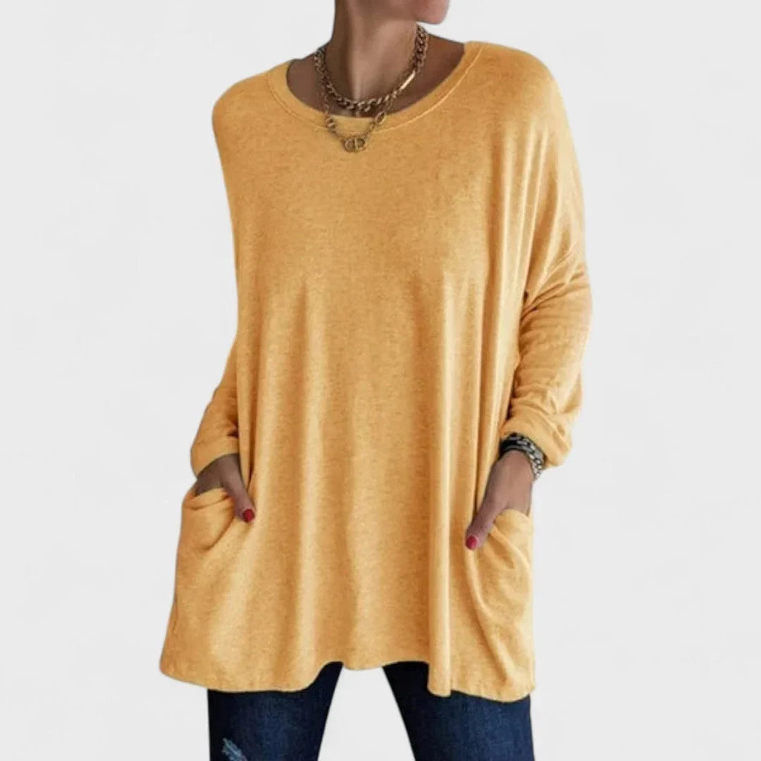 Women's Cotton Crew Neck Sweatshirt – Front Patch Pockets