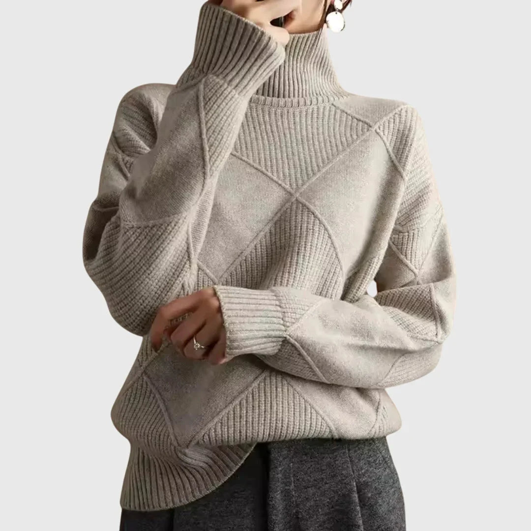 Women's Turtleneck Jumper, Cosy Chunky Oversized Knit