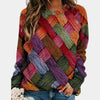 Women's Knitted Jumper Oversized Woven Print Crew Neck