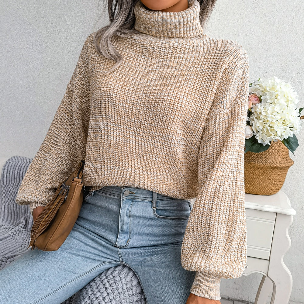 Women's Jumper – Ribbed Turtleneck Relaxed Fit