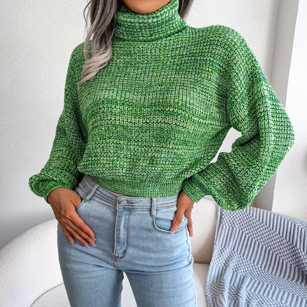 Women's Jumper – Ribbed Turtleneck Relaxed Fit