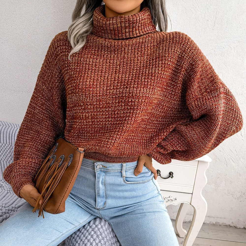 Women's Jumper – Ribbed Turtleneck Relaxed Fit