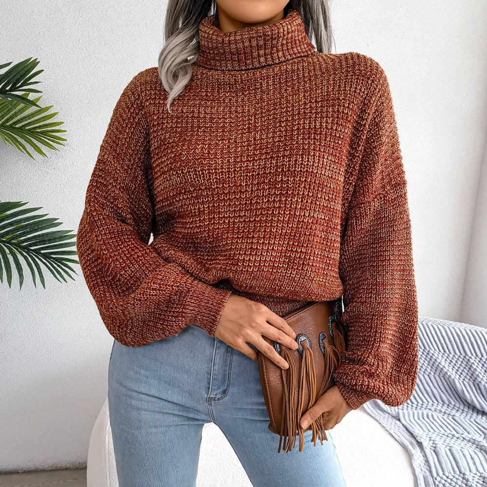 Women's Jumper – Ribbed Turtleneck Relaxed Fit