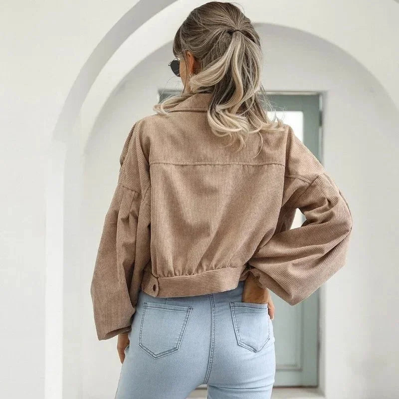 Women's Bomber Jacket, Cropped Corduroy