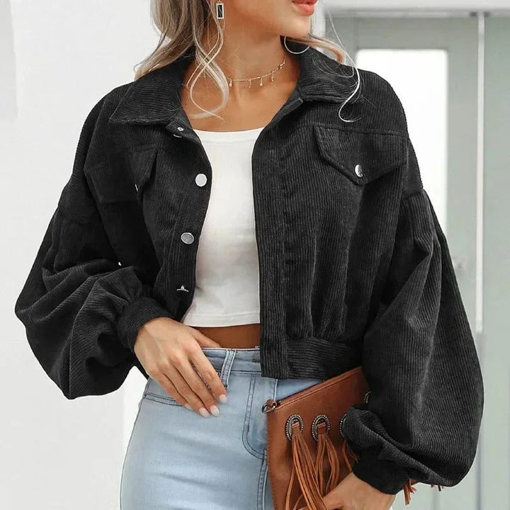Women's Bomber Jacket, Cropped Corduroy