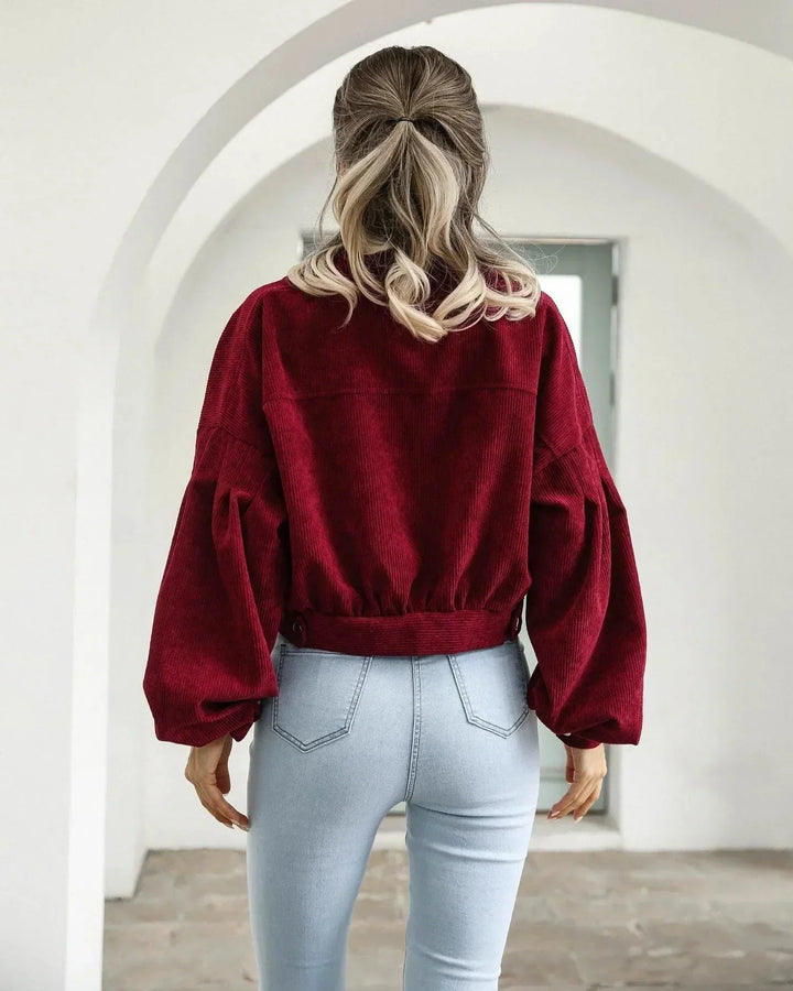 Women's Bomber Jacket, Cropped Corduroy
