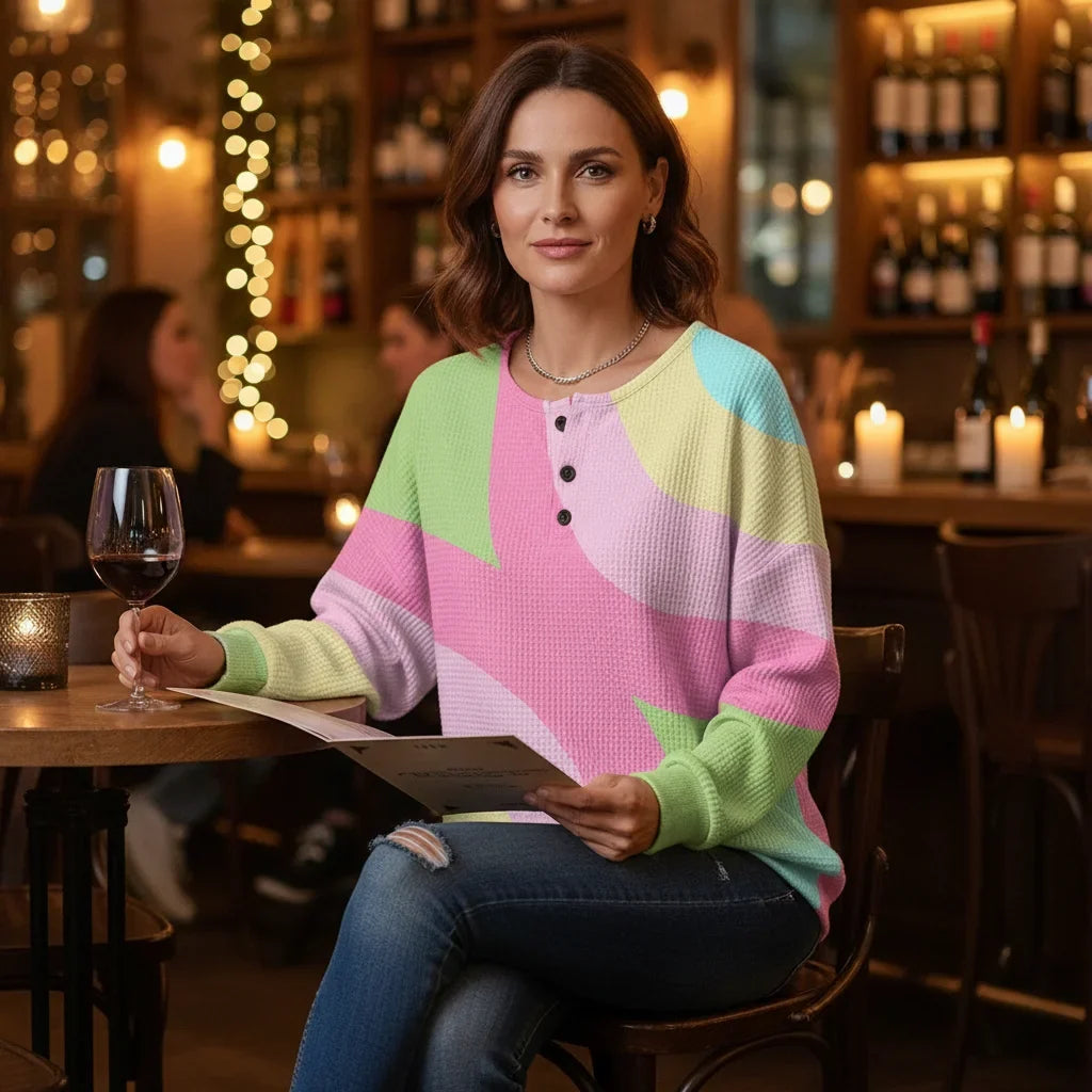 Women's Crew Neck Ribbed Knit Sweater