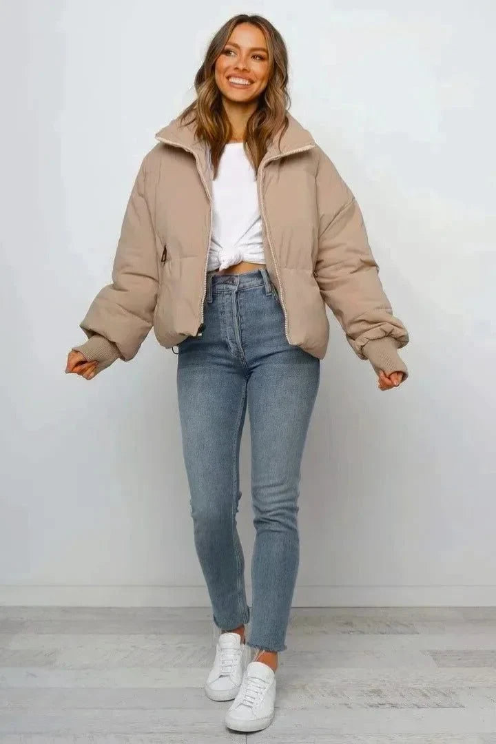 Women's Cropped Puffer Jacket – Zip