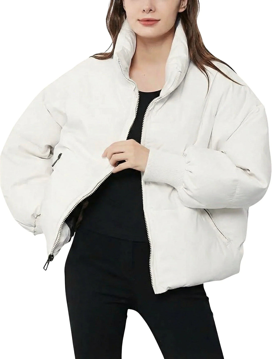 Women's Cropped Puffer Jacket – Zip