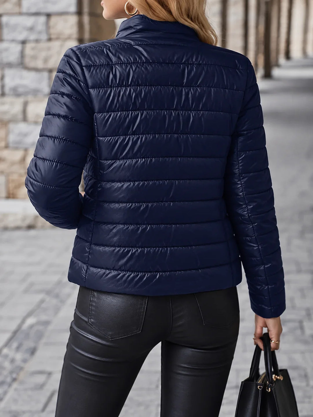 Women's Quilted Cropped Puffer Jacket – Teddy Fleece Lining