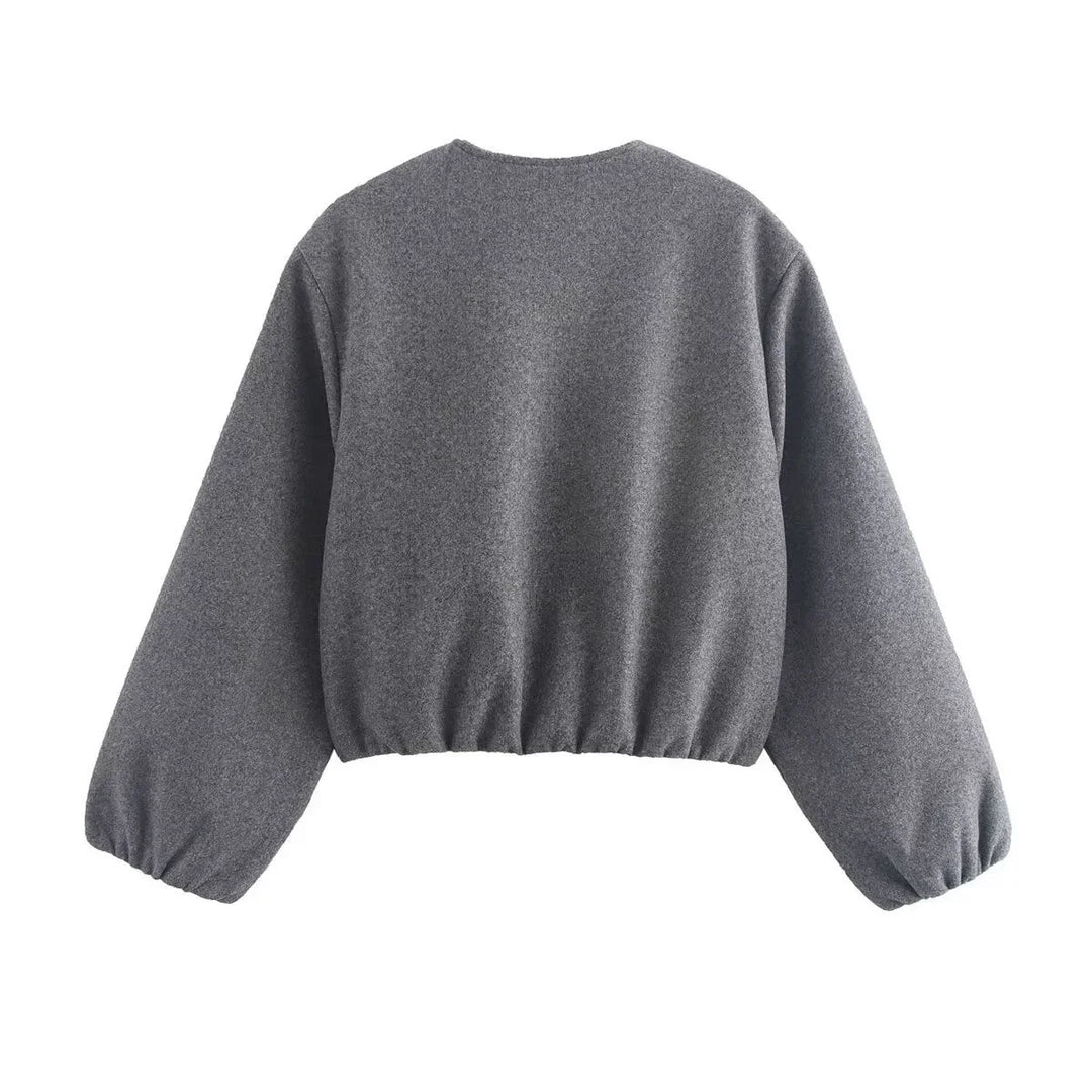 Women's Cropped Bomber Jacket – Elasticated Hem And Cuffs