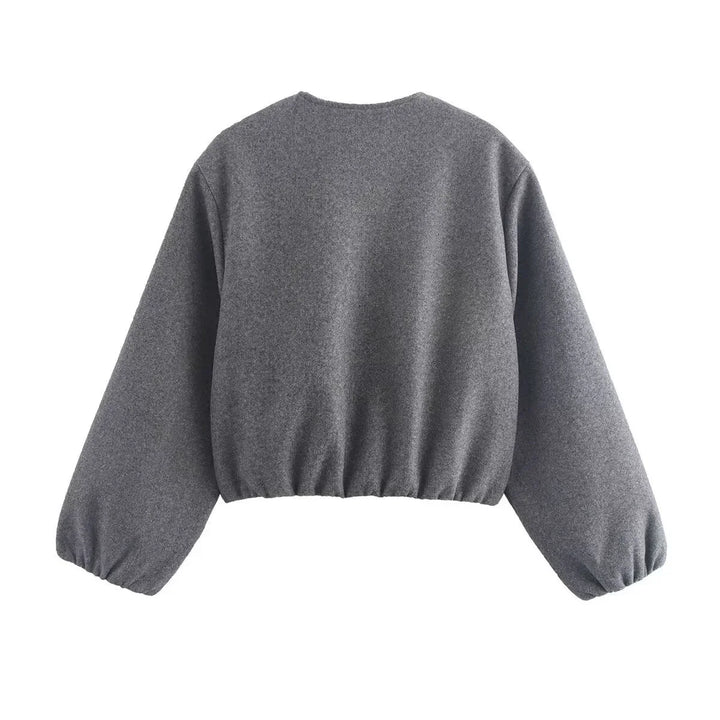 Women's Cropped Bomber Jacket – Elasticated Hem And Cuffs