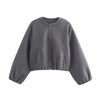 Women's Cropped Bomber Jacket – Elasticated Hem And Cuffs