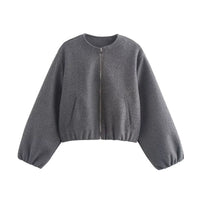 Women's Cropped Bomber Jacket – Elasticated Hem And Cuffs