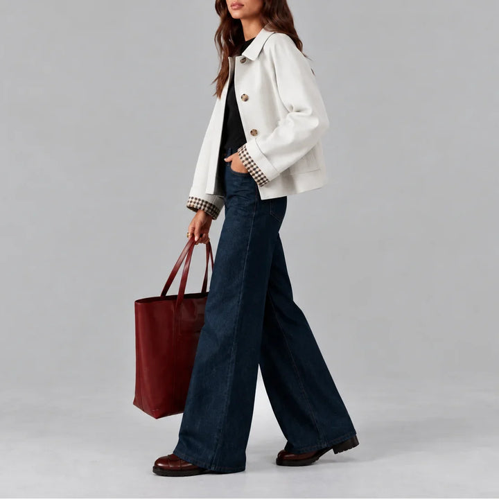Women's Cropped Plaid Lined Short Trench Coat