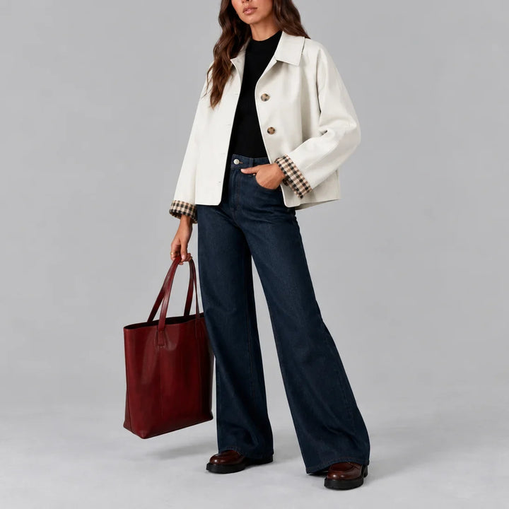 Women's Cropped Plaid Lined Short Trench Coat