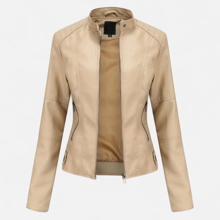 Women's Cropped Zip-Up Leather Jacket