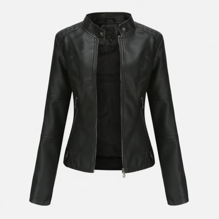 Women's Cropped Zip-Up Leather Jacket