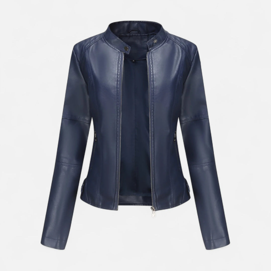 Women's Cropped Zip-Up Leather Jacket