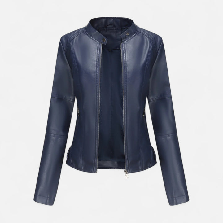 Women's Cropped Zip-Up Leather Jacket
