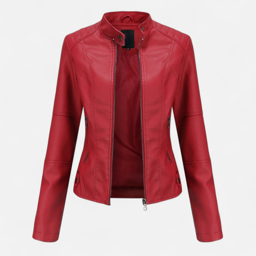 Women's Cropped Zip-Up Leather Jacket