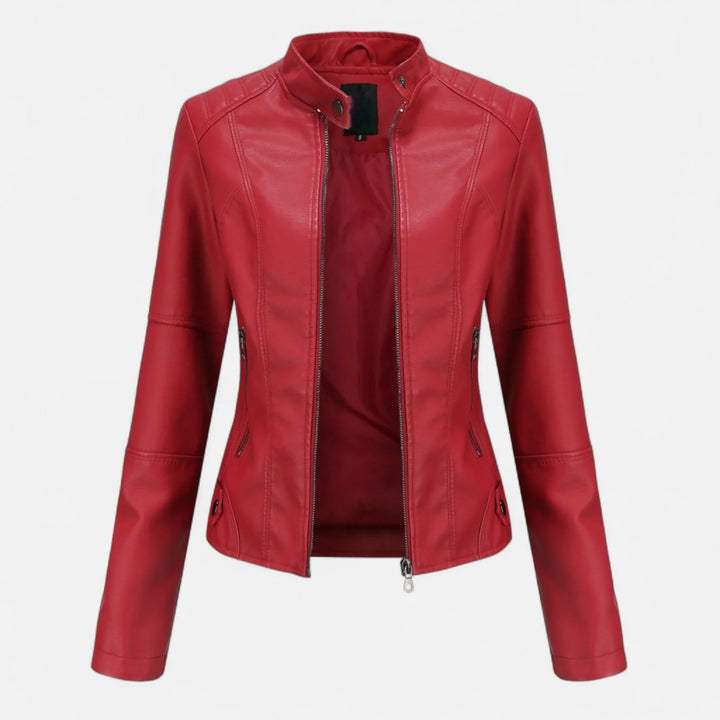 Women's Cropped Zip-Up Leather Jacket