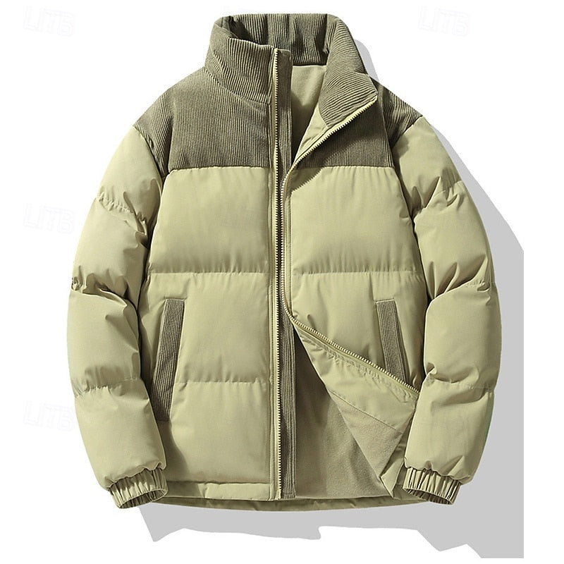 Stand-Collar Padded Jacket with Full Zip and Front Pockets